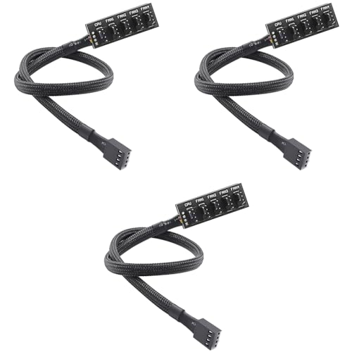 Verilux® PWM Fan Hub Splitter Adapter Sleeved 15.7 Inch PC CPU Cooling 4PIN 3PIN Power Extension Cable for 12V Desktop Computer Cooler Case Fans 1 to 5 Way 3 PCS Verilux® PWM Fan Hub Splitter Adapter Sleeved 15.7 Inch PC CPU Cooling 4PIN 3PIN Power Extension Cable for 12V Desktop Computer Cooler Case Fans 1 to 5 Way 3 PCS